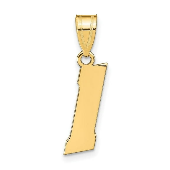 Diamond2Deal 14K Yellow Gold Polished Block Number 1 Pendant for Women (L- 0.7 inch, W- 0.43 inch)