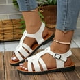 thumbnail image 6 of Htigea Women’s Flat Gladiator Sandals Summer Open Toe Sandal Ankle Strap Buckle Fisherman Shoes Comfortable Summer Flatform Sandal White 9.5, 6 of 9
