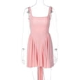 thumbnail image 4 of Women'S Summer Corset Mini Dress Square Neck Flowy A Line Cute Graduation Short Dresses Pink S, 4 of 9