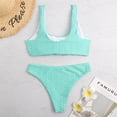 thumbnail image 6 of PMVFHDE Women Swimsuits Solid Color High Waist Lace Up Bikini Set Two Piece Bathing Suit Green,L, 6 of 7