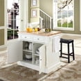 thumbnail image 5 of OXFORD BUTCHER BLOCK TOP KITCHEN ISLAND IN WHITE FINISH WITH 24" BLACK UPHOLSTERED SADDLE STOOLS, 5 of 6