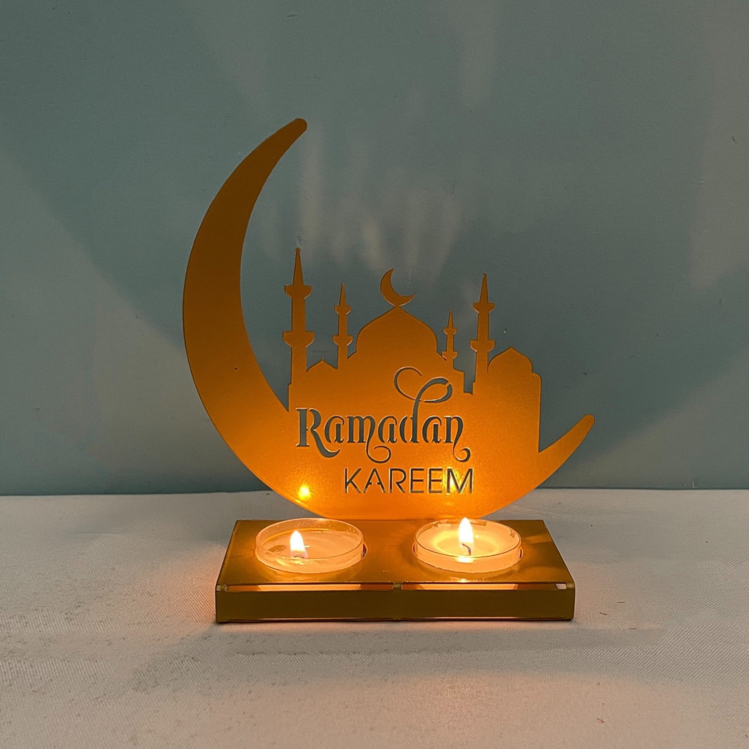 Candle Holder Moon Candlestick Ramadan Holders Stand Eid Metal Light