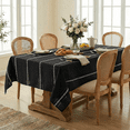 thumbnail image 6 of Sm:)e Fabric Openwork Farmhouse Style Linen Tablecloth 52x70 Inch, Yarn-Dyed Woven Table Cover for Dining Decor, Rectangle, Black, 6 of 6