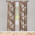 thumbnail image 3 of Ambesonne Retro Curtains, Large Garden Flowers Pattern, Pair of 28"x95", Olive Green Fawn Pink, 3 of 5