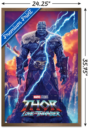 Marvel Thor: Love and Thunder - Korg One Sheet Wall Poster, 22.375" x 34" Framed