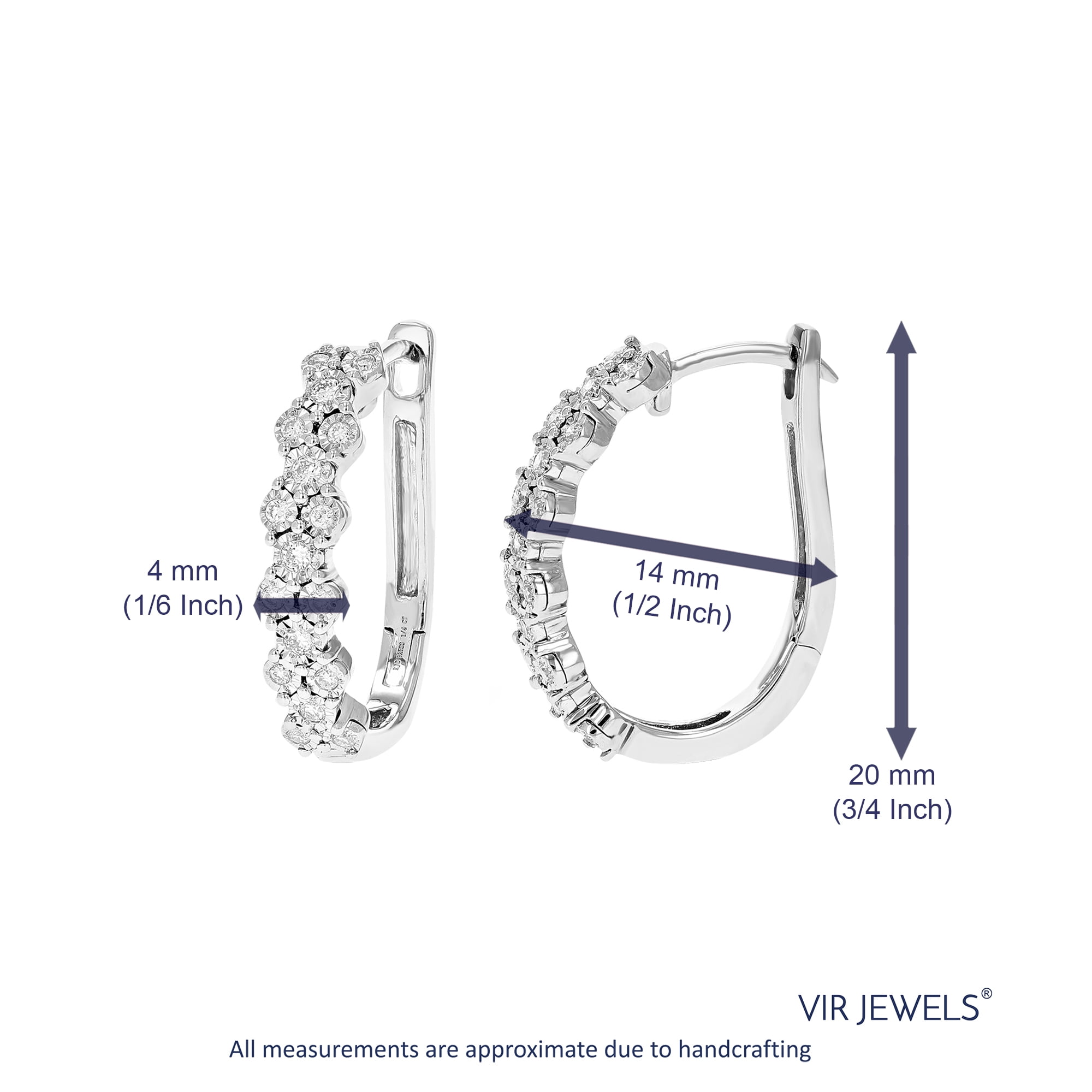 Vir Jewels 1/4 CTTW Lab Grown Diamond Hoops Earrings in Sterling Silver With Clip On Backs For Women