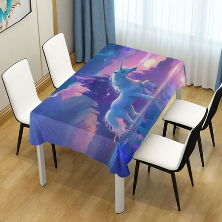 

60x60 Inch Tablecloth Polyester Square Tablecloth for Home Kitchen Dinner Decor A White Unicorn