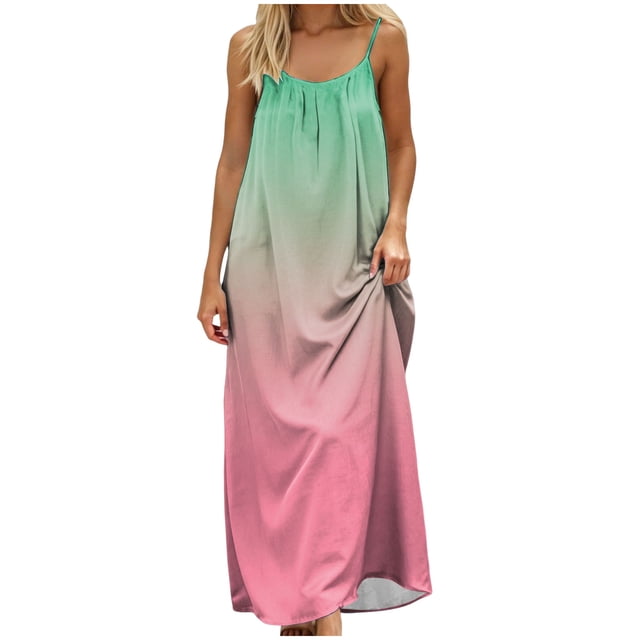 GHIIYER Robes Maxi pour Dames Femmes Robe Aguichant Dos Nu Imprimée Coupe Ample Sans Manches Longue Légère Confortable à Porter