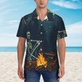 thumbnail image 2 of Balery Moonlit Skeleton Campfire Camisas hawaianas de manga corta para hombre, camisas playeras de corte holgado, camisas de vacaciones con botones,Small, 2 of 7