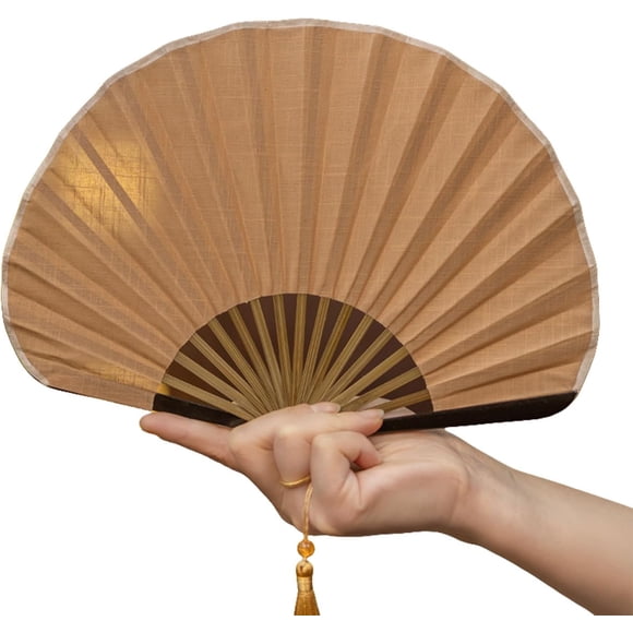 Ventilateur Portatif Pliant en Forme de Coquille en Coton et Lin, Ventilateur Décoratif Portable pour Mariage, Fête Extérieure, Cadeaux