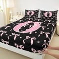 thumbnail image 3 of jejeloiu Personalized Gifts Bow Bed Sheets,Letter O King Sheets,Cartoon Bow Bowknot Sheet Set,Lightweight Room Decoration,4pcs, 3 of 7