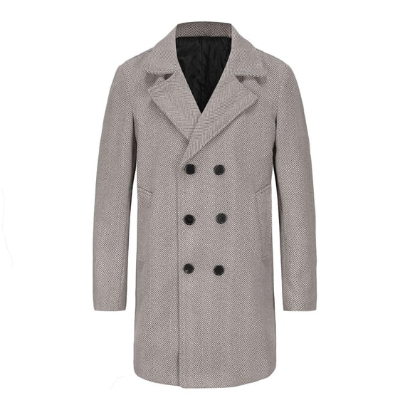 guisaled Mens Pea Coat Wool Long Slim Fit Classic Lapel Trench Overcoat Double Breasted Casual Windbreaker Jackets Clearance Sale