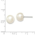 thumbnail image 2 of Sterling Silver 9-10mm White Freshwater Cultured Button Pearl Stud Earrings, 2 of 2