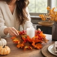thumbnail image 6 of Fall Candle Ring Wreath, Fall Leaf Wreath Decor, 10" Small Fall Wreath Fits 3" Pillar, Fall Berry Candle Holders, Cozy Tabletop Centerpiece Farmhouse Harvest Thanksgiving Decorations, 6 of 7