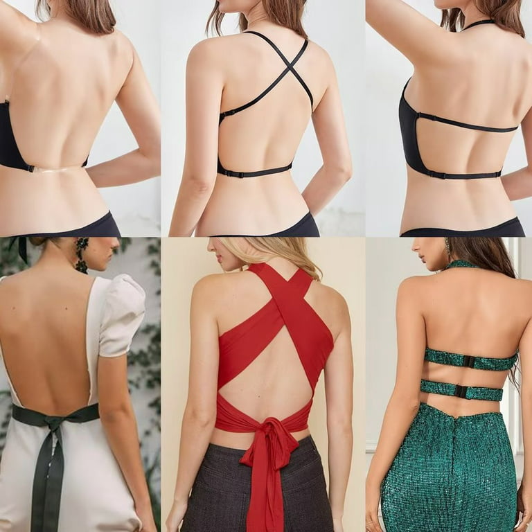 Women's Low Back Bra Deep U Plunge Backless Bras Convertible Multiway Low  Cut Open Back Bra Halter Bras