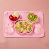 Guvpev Cute Dinosaur Plates Baby Utensils Silicone Plate Silicone Baby Plates - Pink