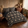 thumbnail image 2 of Manfei Boho Aztec Tribal Queen Bedding, Bohemian Geometric Bedding Comforter Set Queen, Gold, Black Reversible 7-Piece, 2 of 6