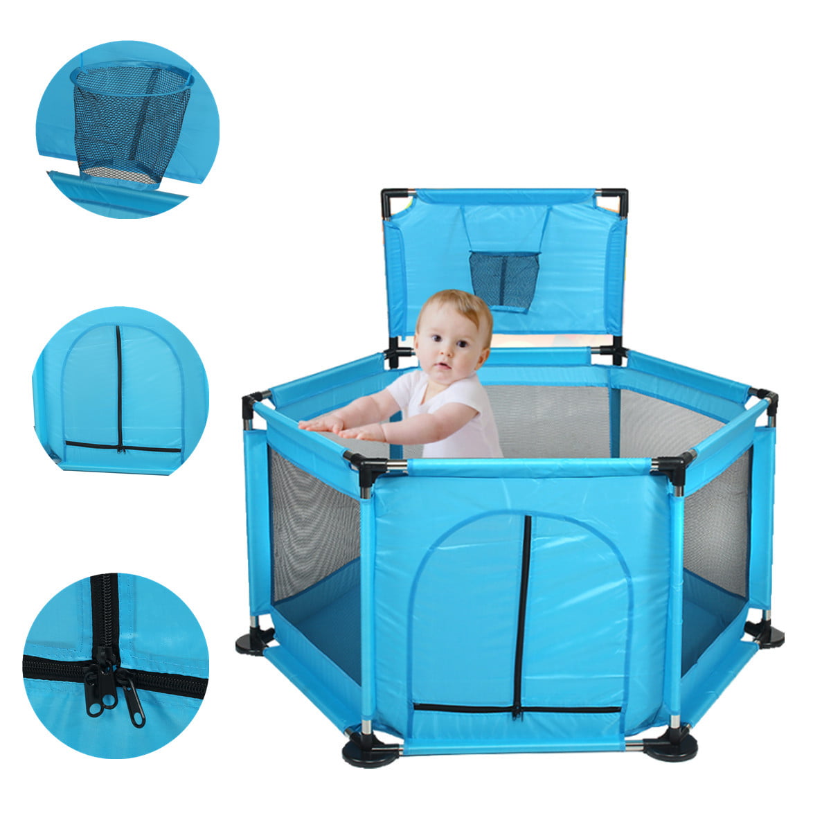 Portable Indoors Outdoors 6 Sides Baby Playpen, 47