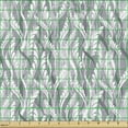 thumbnail image 2 of Ambesonne Leafy Pattern Fabric by the Yard Upholstery, Simple Forest Leaves, 2 Yards, Pale Grey White, 2 of 5
