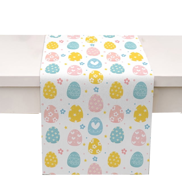 Binwennn Chemin de Table Lapin de Pâques Œuf Décoration de Table de Cuisine Nappe Pad Nappe de Table Basse Nappe de Banquet de Vacances Nappe de Salon (2) Table Rayée Table Faite à la Main pour Réception de Mariage