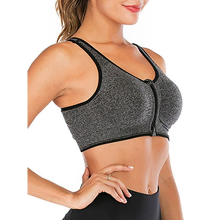 DODOING Women's Yoga Sports Bras Training Stretch Tank Top High Impact  Padded Bra Front Zipper Closure 