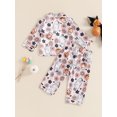 thumbnail image 5 of Elippeo Little Girls Halloween Pajamas Set, Pumpkin Print Long Sleeve Button Down Tops Elastic Waist Pants 2 Piece Set for Fall 12 18 24 Months 3 4 5 Years, 5 of 8