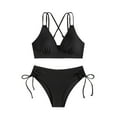 thumbnail image 2 of GZWYHT Bathing Suit for Women Tankini Swimsuits for Women Women's Bikini Sets Two Piece Swimsuit V Neck High Waisted Ruched Tummy Summer Bathing Suit Womens Swimsuits Bikini Sets for Women Black S, 2 of 9