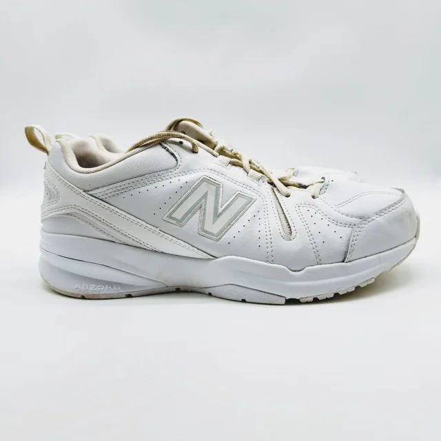 New Balance Shoes Mens 9.5 White Leather 608 V5 Sneakers Casual Lace Up Trainer