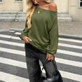 thumbnail image 6 of Womens Off The Shoulder Tops Oversized Tshirts Long Sleeve 2026 Casual Basic Tees, 6 of 7