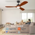 thumbnail image 2 of 52 Inch Black Lighting Wood Bedroom Patio Porch Smart Ceiling Fans with Lights Remote,Quiet DC Motor, 2 of 7