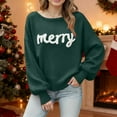thumbnail image 2 of larppty Womens Merry Christmas Sweaters Long Sleeve Sweater Loose Fit Pullover Top Christmas Holiday Sweaters (Dark Green, XL), 2 of 6