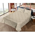 thumbnail image 4 of Ambesonne Damask Fitted & Flat Sheet with Sham 3 Pcs Set, Vintage Feel Geometric Motif, Twin, Tan White, 4 of 5