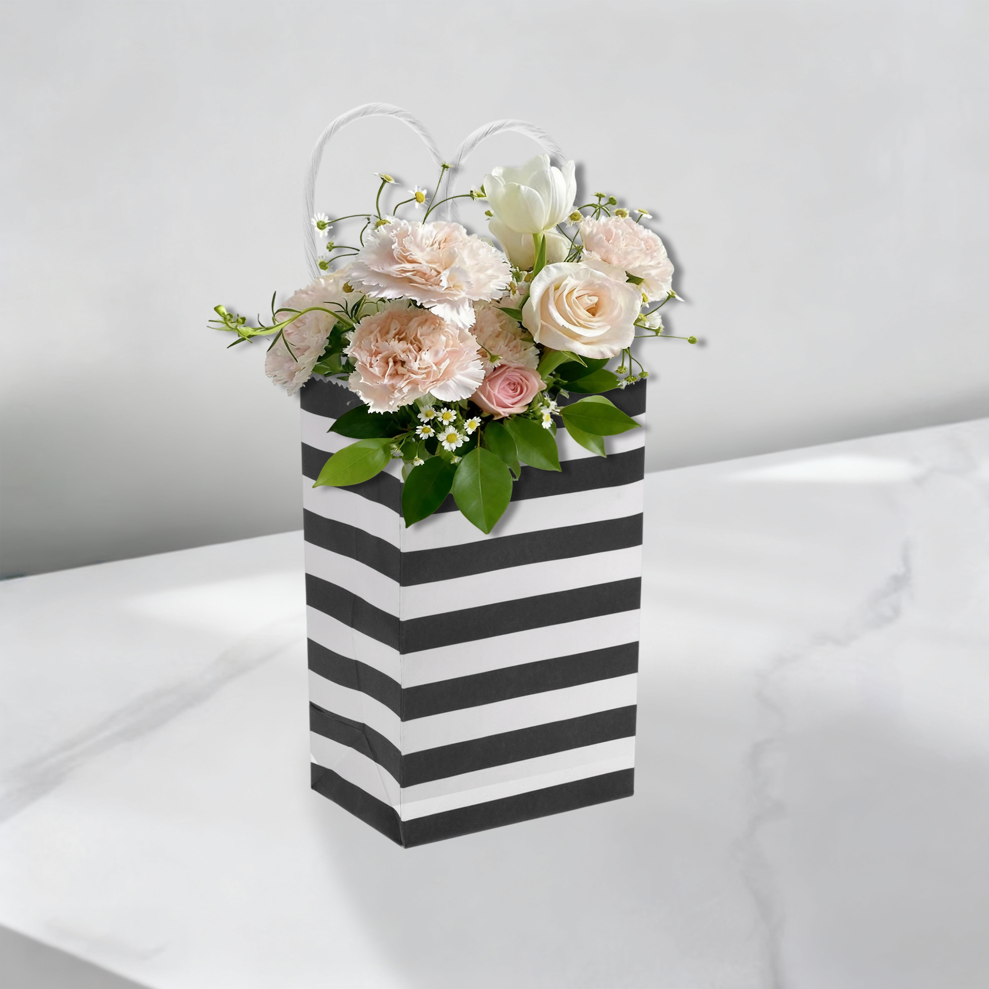 Unique Bargains Stripes Gift Bags 6 Pcs for Birthdays Holidays Black