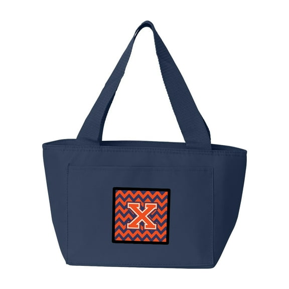 Letter X Chevron Orange and Blue Lunch Bag
