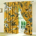 thumbnail image 3 of Mustard Yellow Vintage Curtains & Drapes Luxury Whimsical Floral Lemon Hummingbird Patterned  Mid Century Colorful Blackout Drapes for Living Room Bedroom,A, 3 of 10