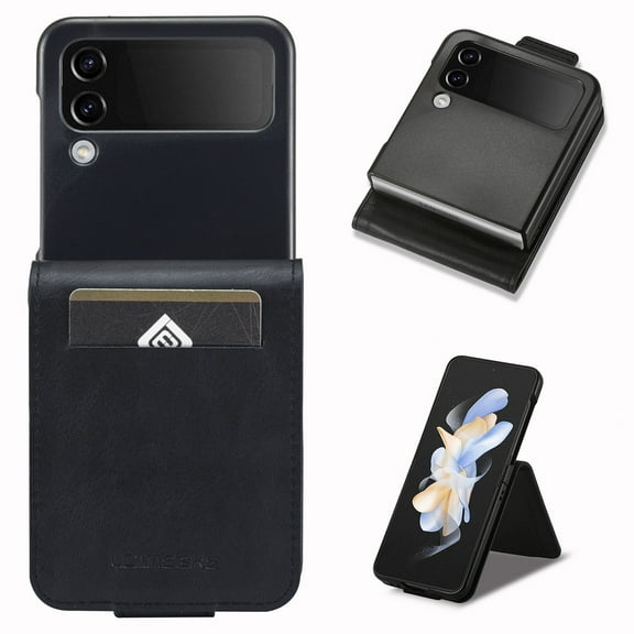 Nalacover for Samsung Galaxy Z Flip 4 5G Card Slots Wallet Case with RFID Blocking, Premium PU Leather Flip Cover, Magnetic Closure Kickstand TPU Shockproof Case for Galaxy Z Flip 4 5G,Black