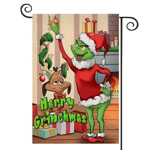 DMERBYL Merry Christmas Home Decorative Garden Flag Max Dog, Xmas Gifts House Yard Santa Fireplace Outside Decor, Winter Holiday Farmhouse Outdoor Small Decoration Double Sided 12 x 18