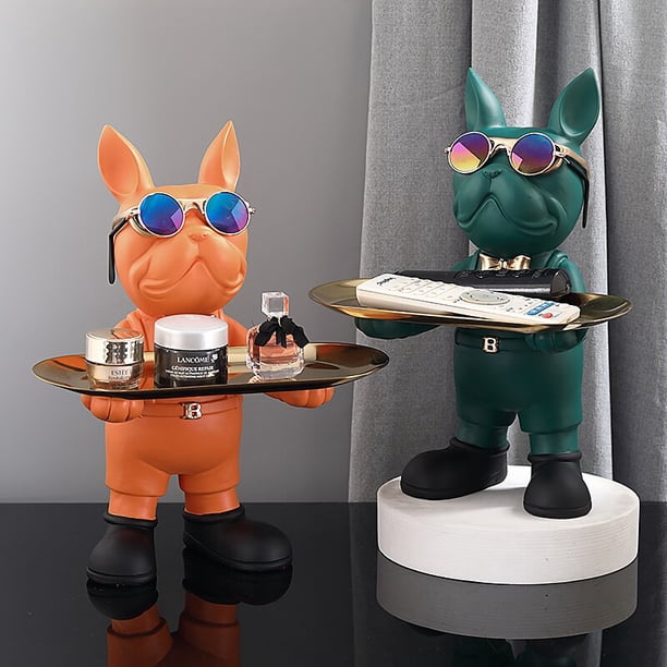 Nordic French Bulldog Butler Resin Dog Sculpture Modern Home Decor for Tabletop Living Room Animal Crafts Ornament Art GiftGreen 3United States He Qiyong unisex