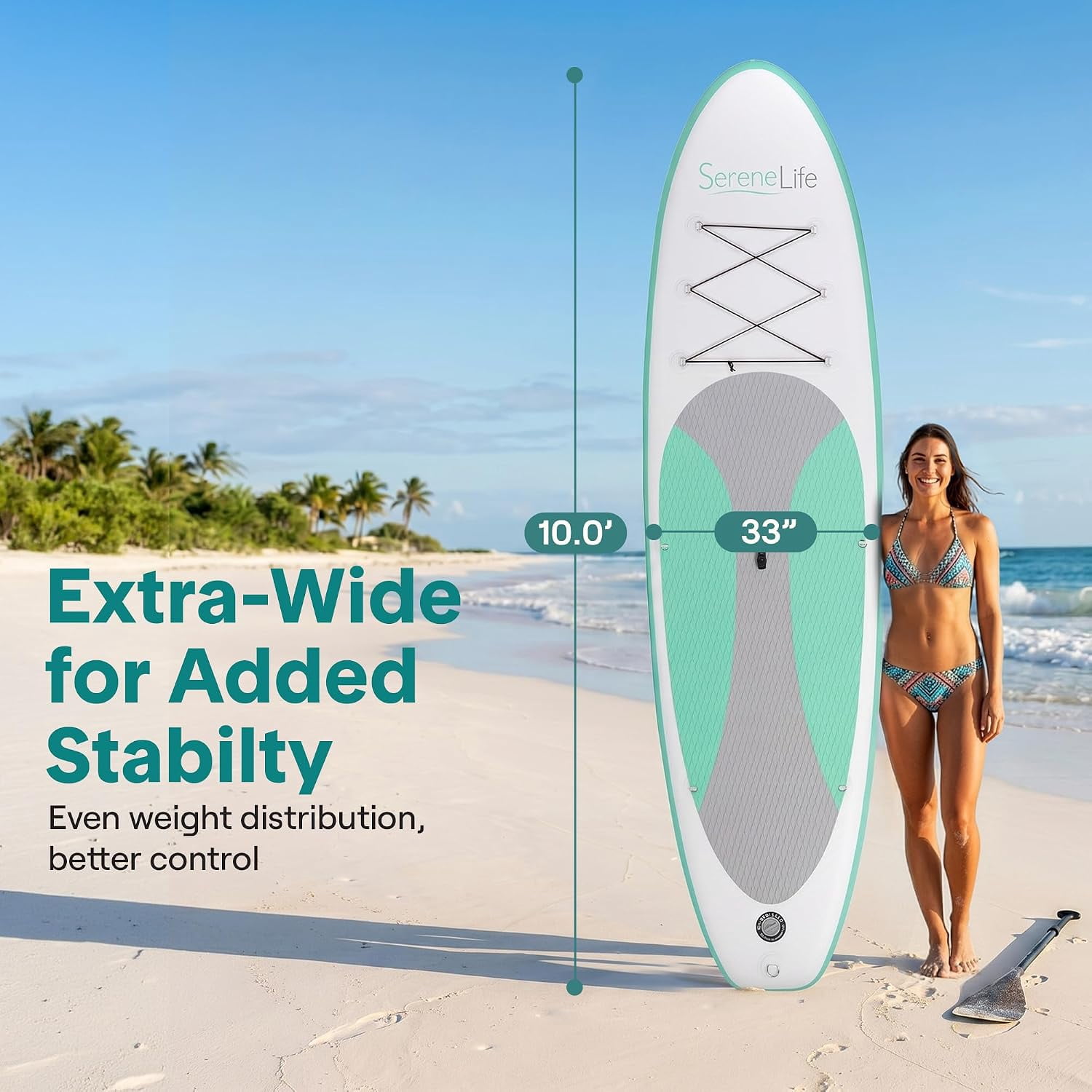 SereneLife, SUP, 10' Inflatable Water Paddle Board, Blue - Walmart.com