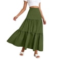 thumbnail image 2 of Maxi Flowy Skirts for Women Summer High Waisted A Line Tiered Pleated Cute Boho Long Skirt, 2 of 7