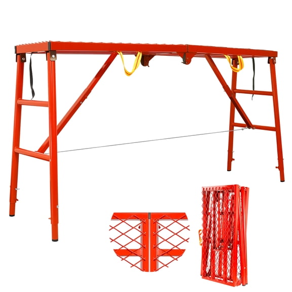 Folding Work Bench Scaffolding Ladder, 770 Lbs Portable Work Platform Ladder, 5-Level Adjustable Scaffolding Platform with Slip-Resistant Deck for Gardening, Cleaning