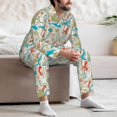 thumbnail image 7 of Naloa Wild Sea Life Men’s Pajamas Set - Long Sleeve Button Down Sleep Shirt and Pajama Bottoms Sleepwear Set-Medium, 7 of 7