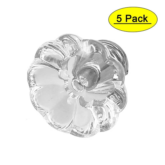 Unique Bargains 5Pcs 30mm Clear Glass Crystal Furniture Drawer Door Pulls Knobs Handle