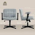 thumbnail image 3 of HOMCOM Criss Cross Chair with Arms, Wide Office Chair, No Wheels, Grey, 3 of 10