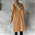 thumbnail image 4 of Wool Trench Coat for Women Trendy Winter Overcoat Double Breasted Notched Collar Pea Coat Warm Jackets (2XL, Khaki), 4 of 7