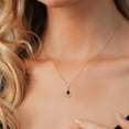 thumbnail image 4 of Gem Stone King 10K Two Tone Gold Blue Created Sapphire and White Diamond Pendant Necklace for Women (0.45 Cttw, Gemstone September Birthstone, Oval 5X3MM, with 18 inch Chain), 4 of 5