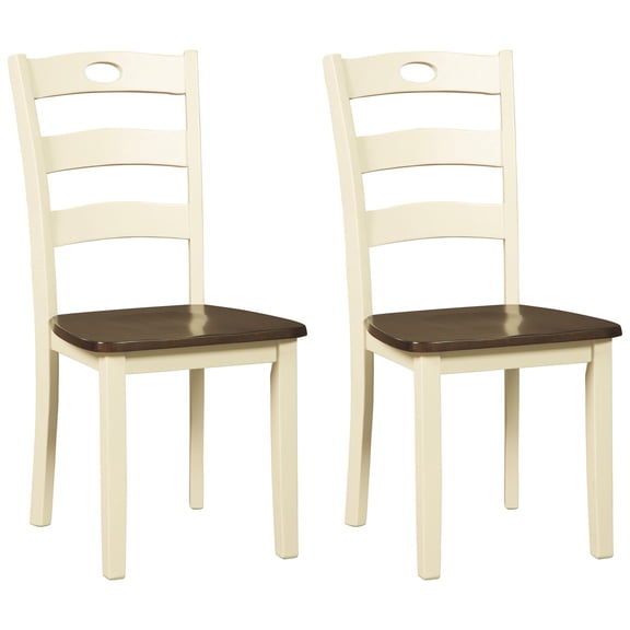 Signature Design by Ashley Woodanville Cottage Ladderback Dining Chair, Set of 2, Cream & Brown
