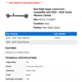 thumbnail image 2 of Rear Right Upper Lateral Arm - Compatible with 2003 - 2009 Toyota 4Runner Limited 2004 2005 2006 2007 2008, 2 of 2