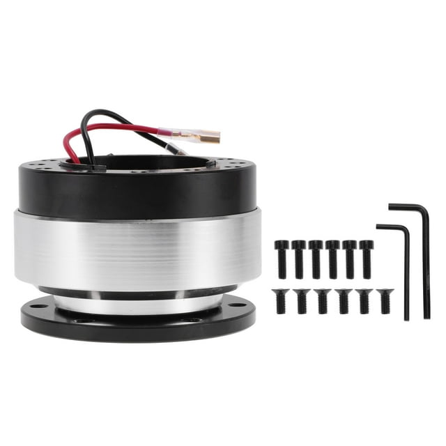 Adaptador de liberación rápida del volante Unique Bargains, kit de adaptador de cubo de volante de 12 agujeros, cubierta negra y plateada