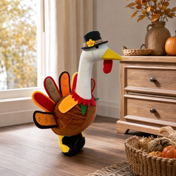 Bcylexb Fall Thanksgiving Goose Outfits, 23 Inch Turkey Hat Skirt Porch Goose Costume for Garden Patio Lawn Yard Outdoor Decor